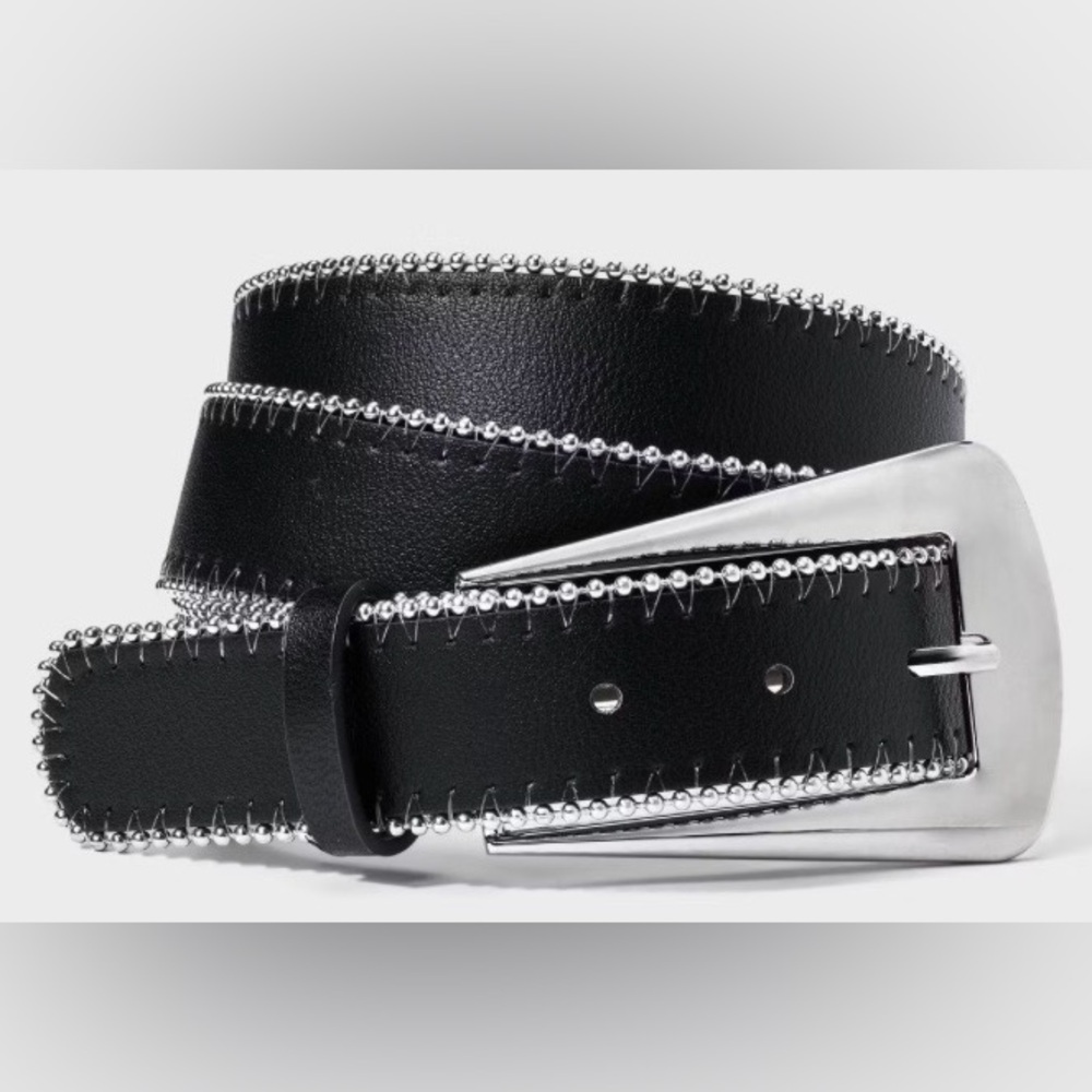 Fashion Buckle Belt With Shot Bead Edge